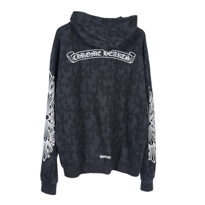 CHROME HEARTS MONOGRAM CROSS PRINT ZIP UP HOODIE