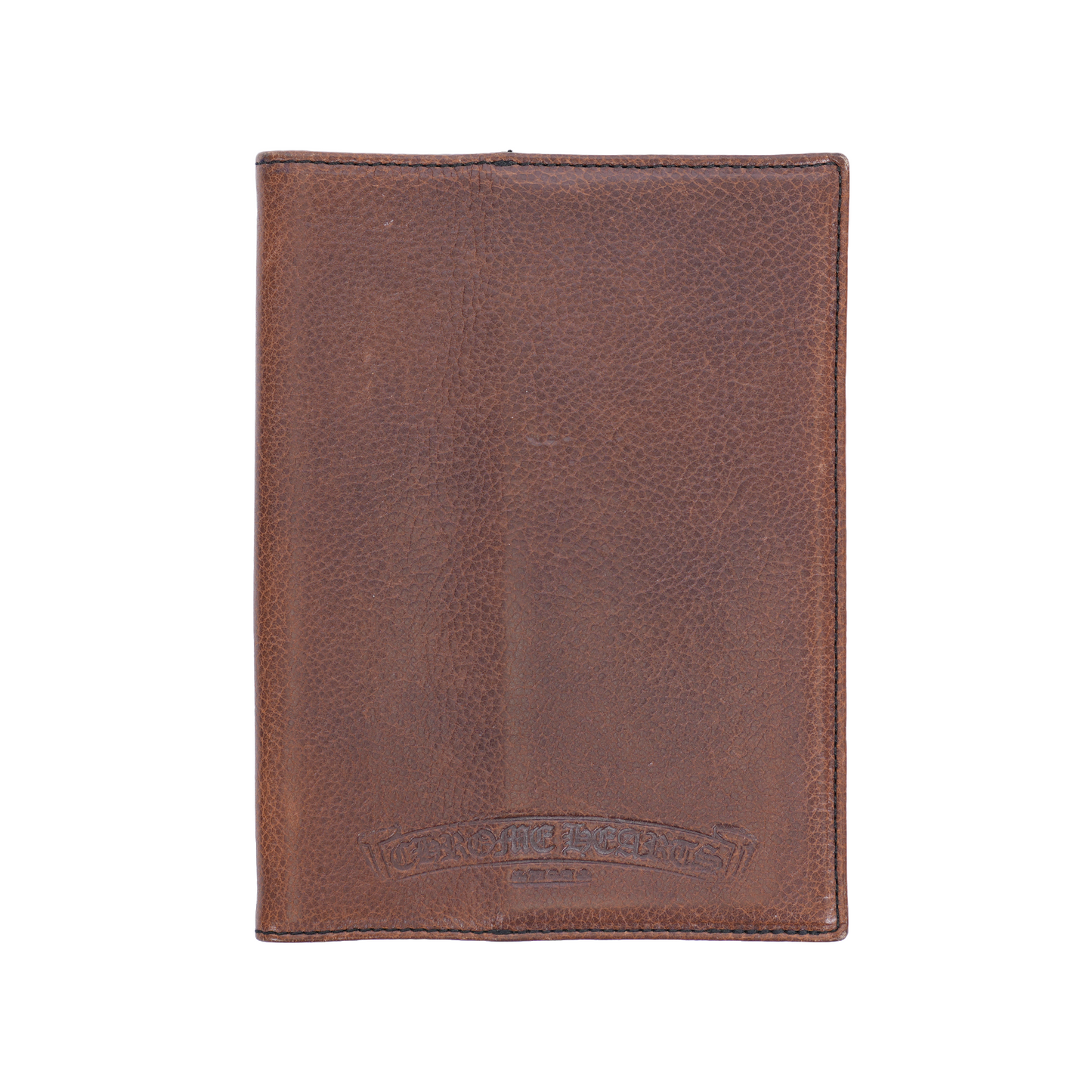CHROME HEARTS BROWN LEATHER PATCH PASSPORT HOLDER