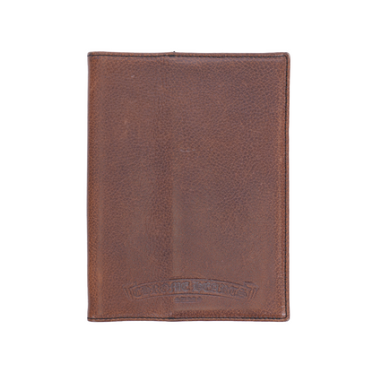 CHROME HEARTS BROWN LEATHER PATCH PASSPORT HOLDER