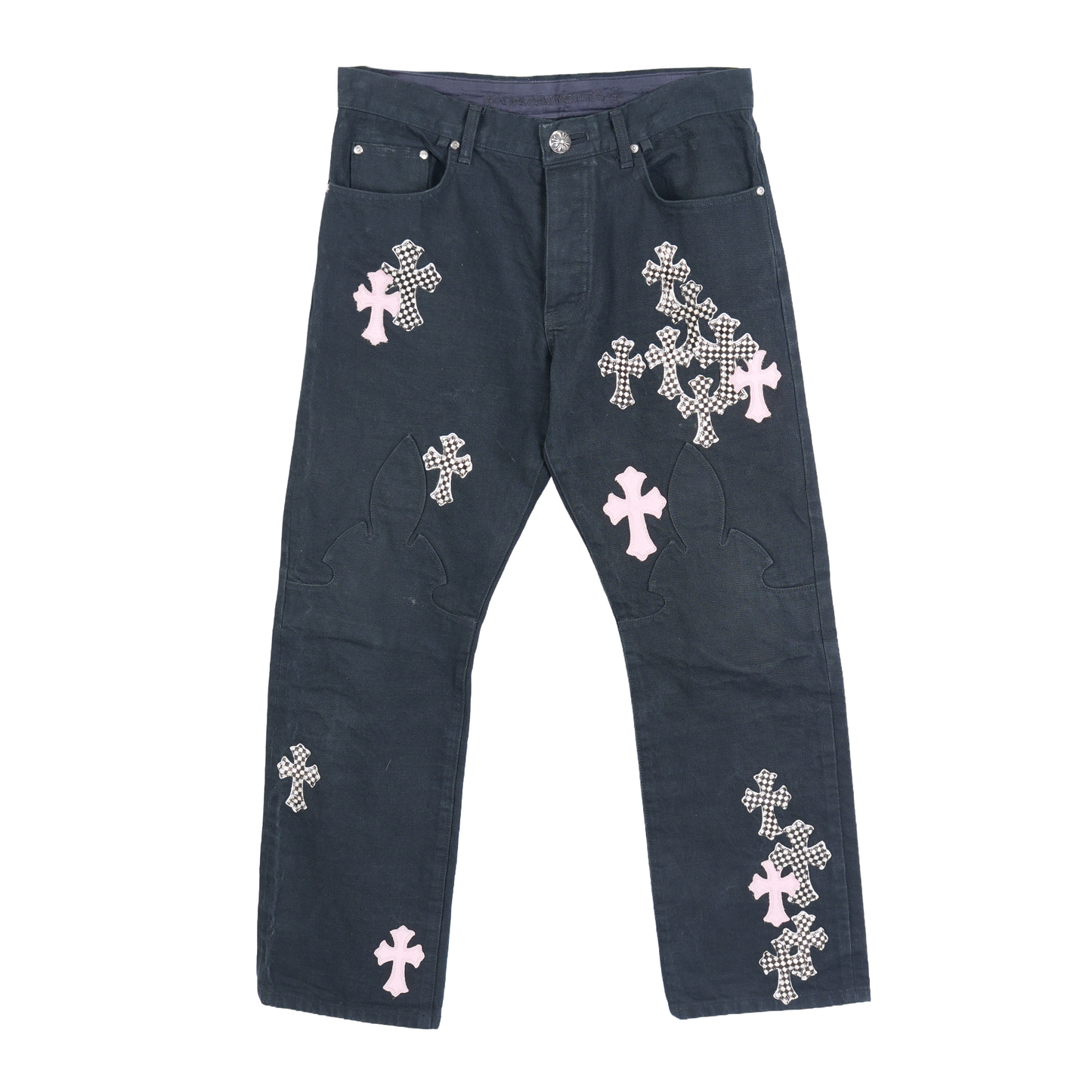 CHROME HEARTS PINK CHECKERED FLEUR PANTS