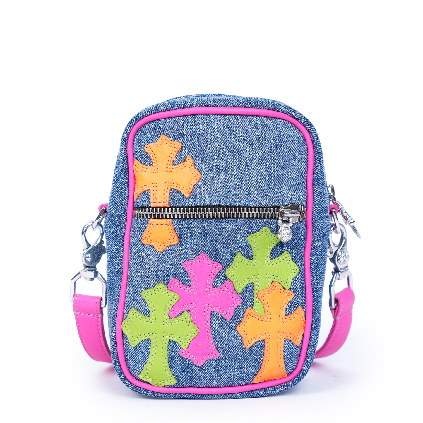 CHROME HEARTS MULTICOLOR DENIM TAKA BAG