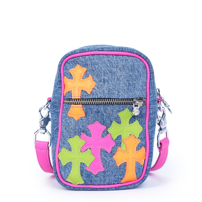 CHROME HEARTS MULTICOLOR DENIM TAKA BAG