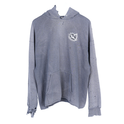 FADED GREY THRASHED CONSTRUCTION HOODIE