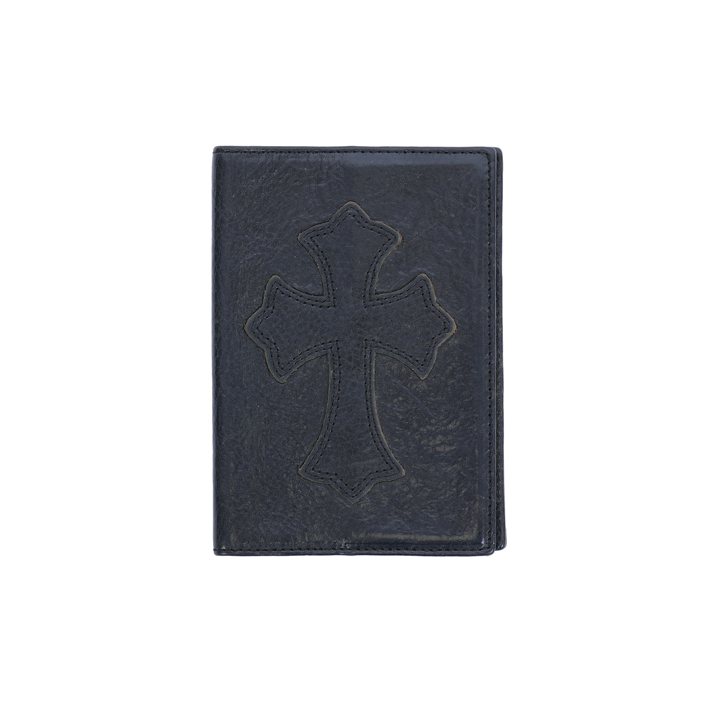 CHROME HEARTS BLACK LEATHER PASSPORT HOLDER