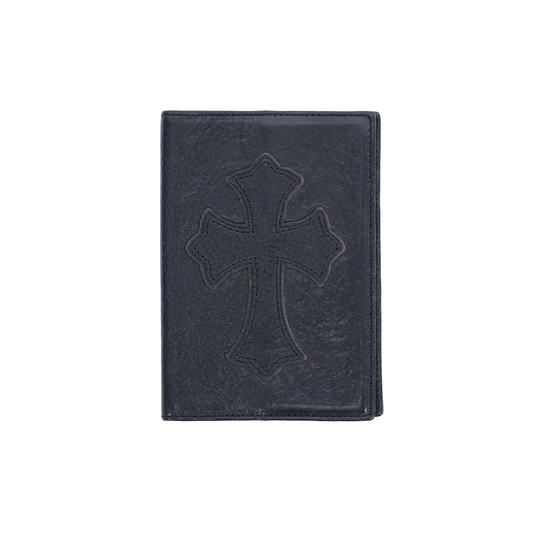 CHROME HEARTS BLACK LEATHER PASSPORT HOLDER