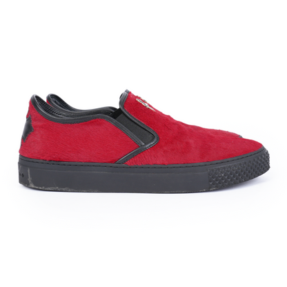CHROME HEARTS RED PONY HAIR DAGGER SLIP ON