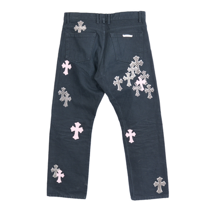 CHROME HEARTS PINK CHECKERED FLEUR PANTS