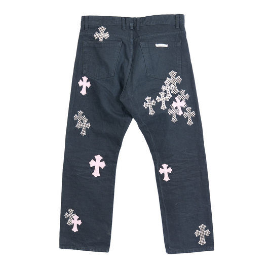 CHROME HEARTS PINK CHECKERED FLEUR PANTS