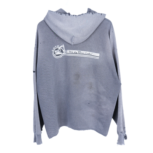 FADED GREY THRASHED CONSTRUCTION HOODIE