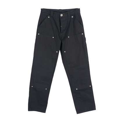 CHROME HEARTS PLAIN BLACK CARPENTER PANTS WITH SILVER HARDWARE