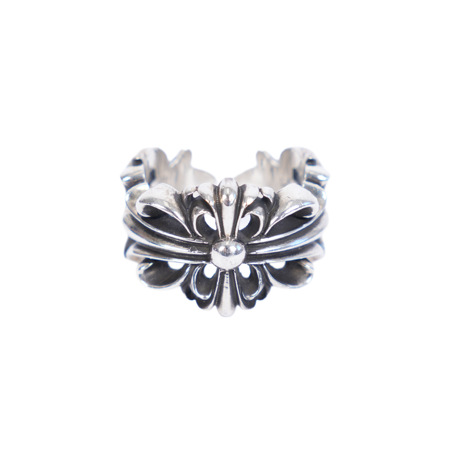 CHROME HEARTS DOUBLE FLORAL CROSS RING