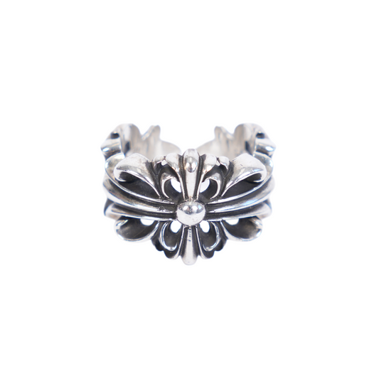 CHROME HEARTS DOUBLE FLORAL CROSS RING