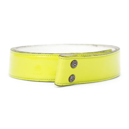 CHROME HEARTS LIME GREEN PATENT LEATHER BELT STRAP