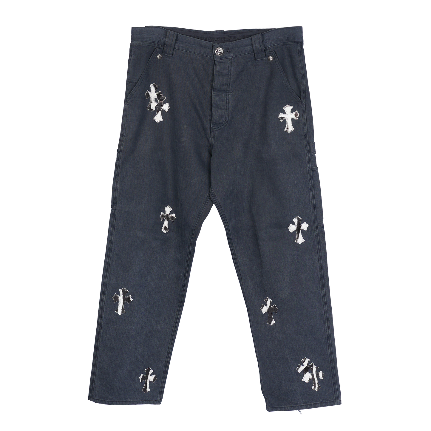 CHROME HEARTS HERRINGBONE ZEBRA PATCH PANTS
