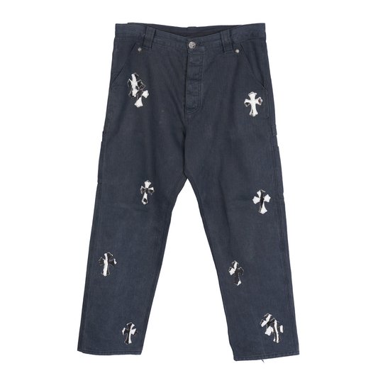 CHROME HEARTS HERRINGBONE ZEBRA PATCH PANTS