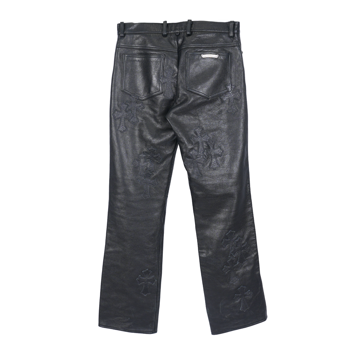 Chrome Hearts Leather Fleur Knee RED Patch Pants