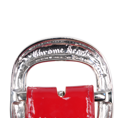 CHROME HEARTS RED PATENT RHODIUM PLATED GUNSLINGER BELT