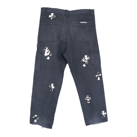 CHROME HEARTS HERRINGBONE ZEBRA PATCH PANTS