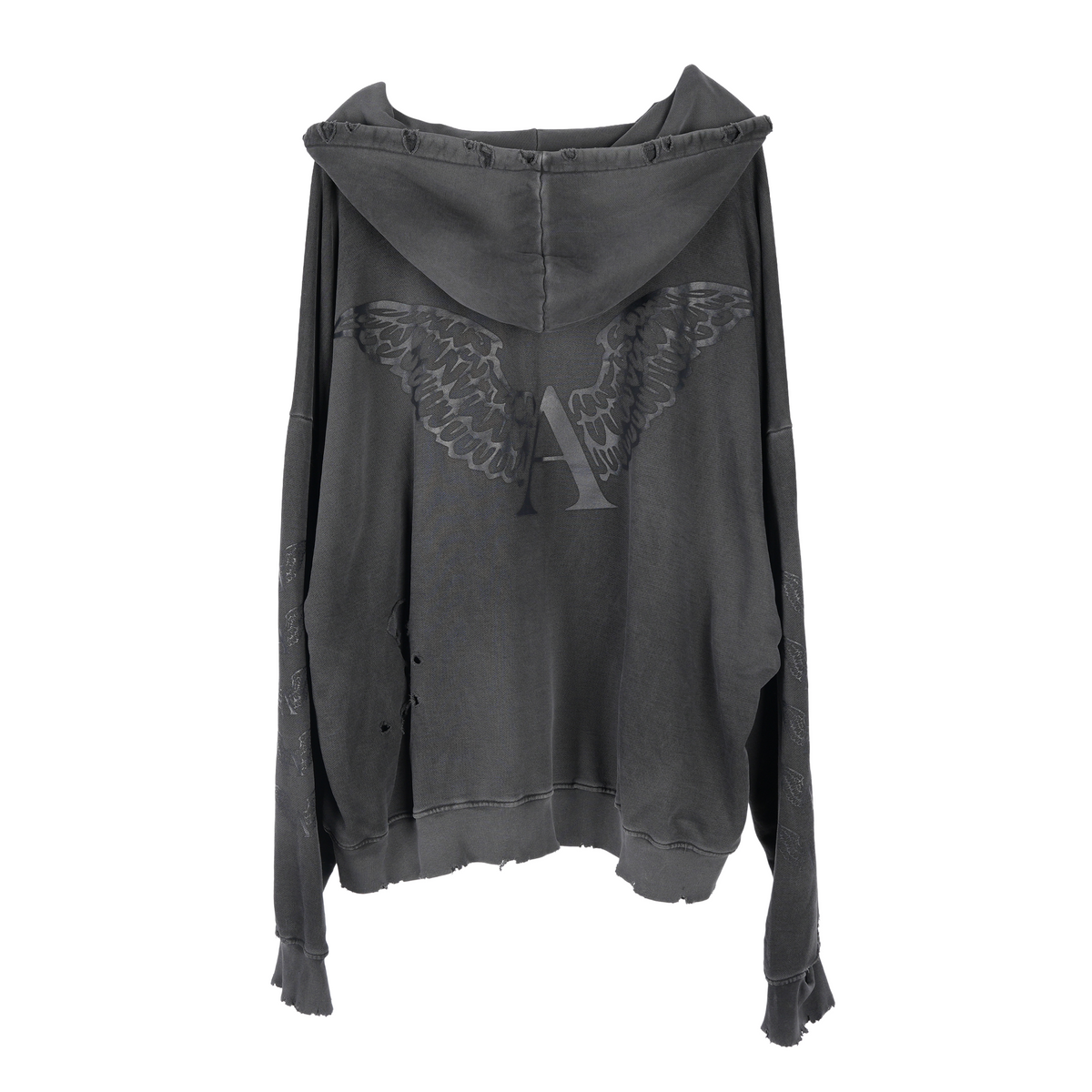 ALEXANDER DIGENOVA BLACK LEATHER SCRAP LOGO PULLOVER HOODIE