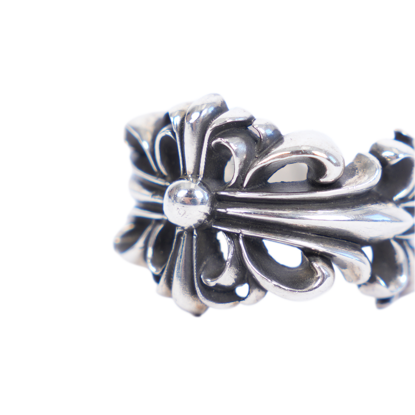 CHROME HEARTS DOUBLE FLORAL CROSS RING