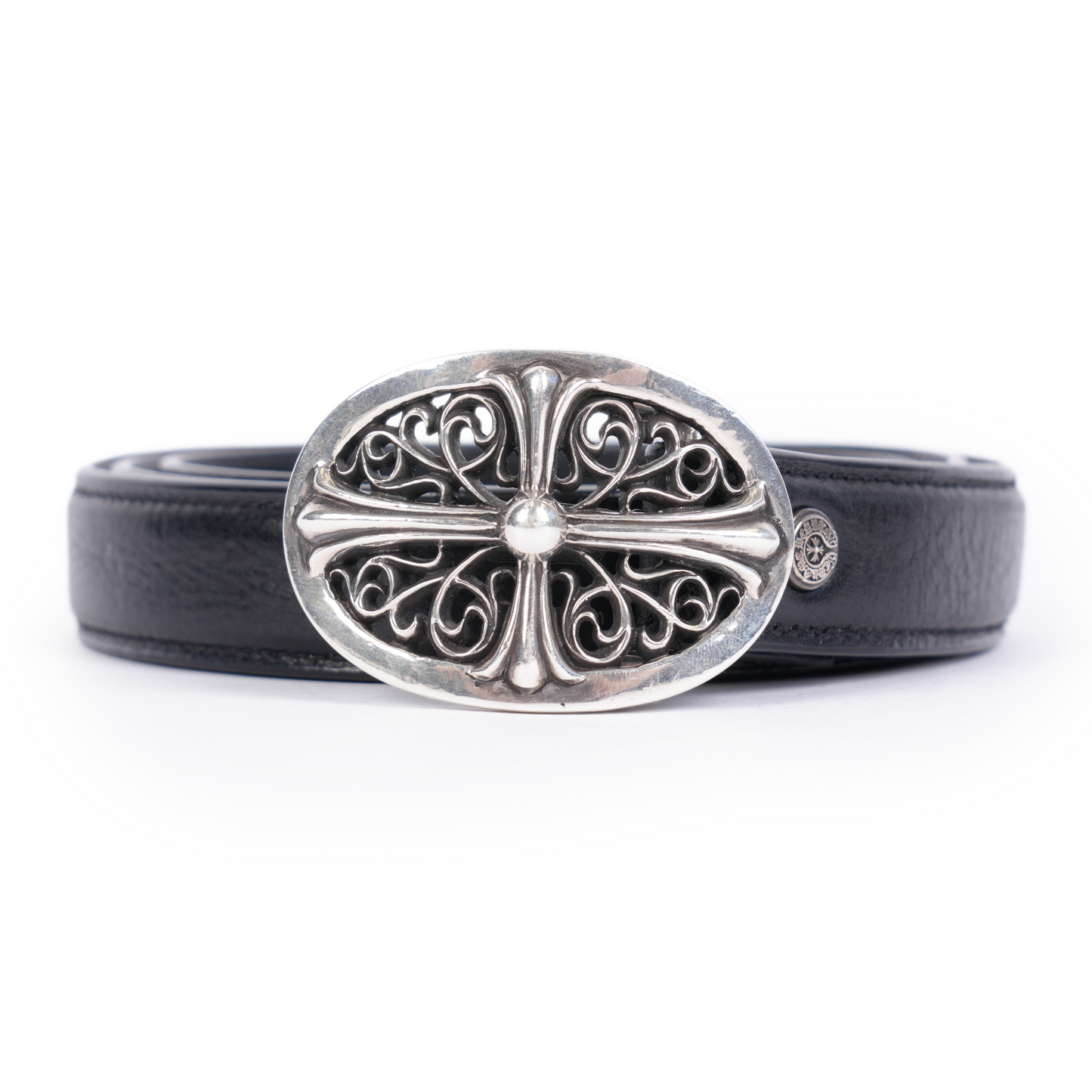 CHROME HEARTS 1 INCH OVAL BUCKLE W BLACK STRAP