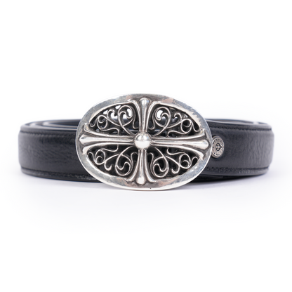 CHROME HEARTS 1 INCH OVAL BUCKLE W BLACK STRAP