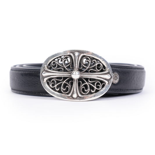 CHROME HEARTS 1 INCH OVAL BUCKLE W BLACK STRAP