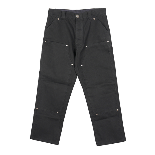 CHROME HEARTS BLACK DOUBLE KNEE HARDWARE CARPENTER PANTS