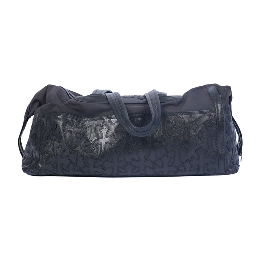 CHROME HEARTS BLACK LEATHER PATCH DUFFLE BAG