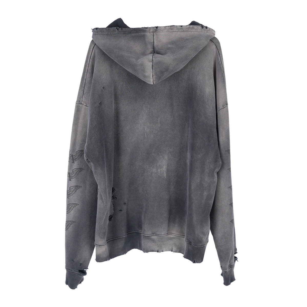 ALEXANDER DIGENOVA BLACK LOGO DISTRESSED PULLOVER HOODIE