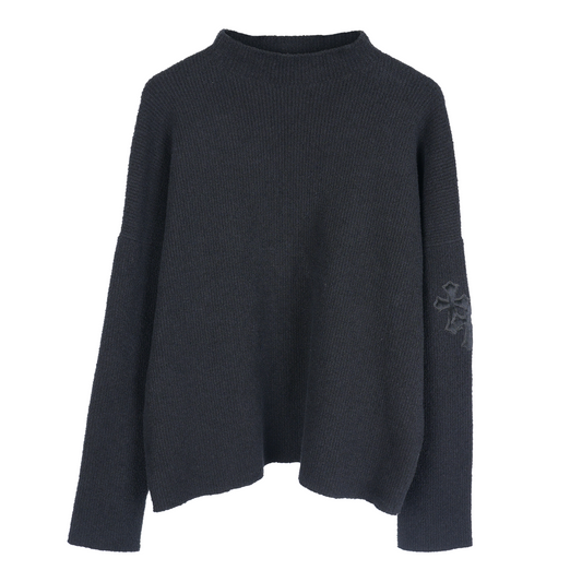 CHROME HEARTS BLACK PIMA COTTON MOCK NECK SWEATER