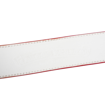 CHROME HEARTS RED PATENT RHODIUM PLATED GUNSLINGER BELT