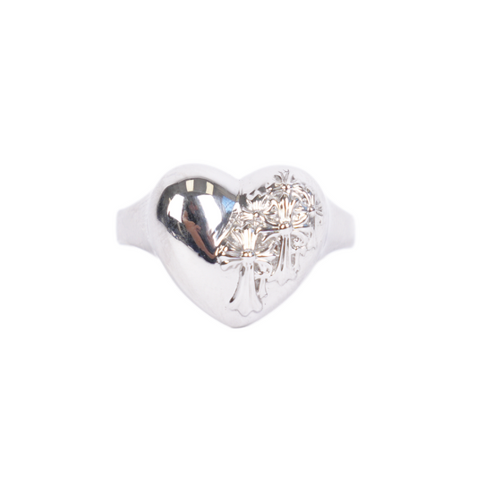 CHROME HEARTS WHITE GOLD CEMETERY HEART RING