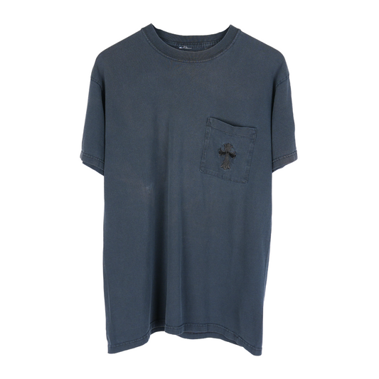 CHROME HEARTS VINTAGE EMBROIDERED CROSS POCKET TEE