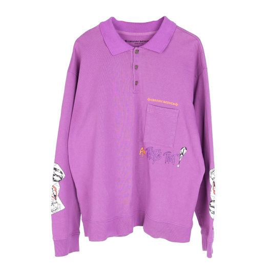 CHROME HEARTS MATTY BOY PURPLE 'I WANT MORE NOT LESS' RUGBY POLO