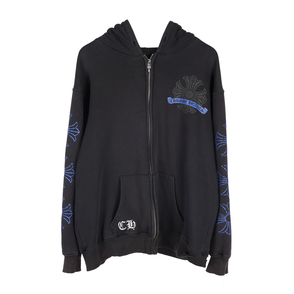 CHROME HEARTS RARE VINTAGE THERMAL BLUE HORSE SHOE ZIP UP HOODIE