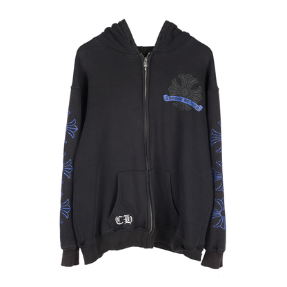 CHROME HEARTS RARE VINTAGE THERMAL BLUE HORSE SHOE ZIP UP HOODIE