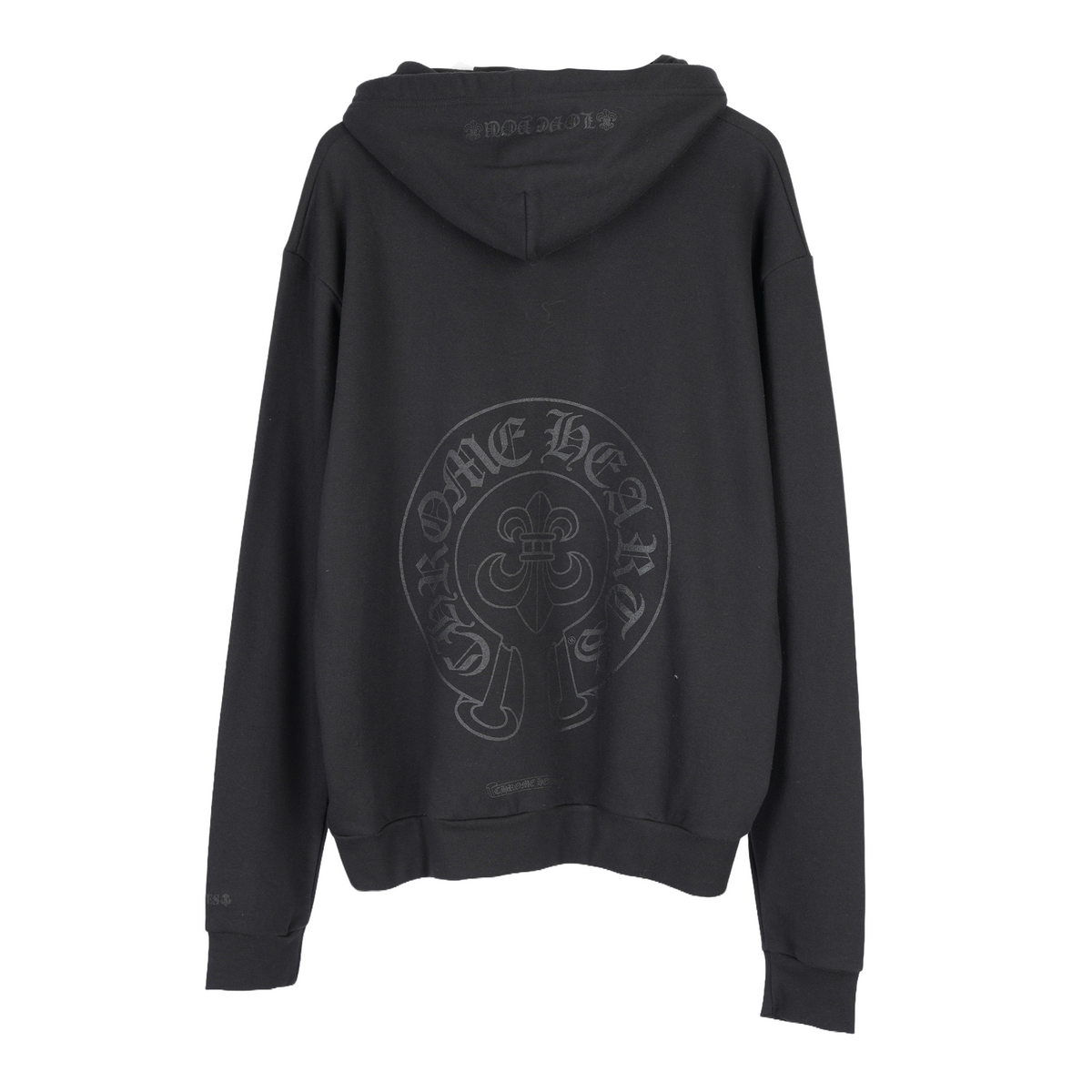 CHROME HEARTS CANNES EXCLUSIVE BLACK ON BLACK FLEUR HORSESHOE HOODIE