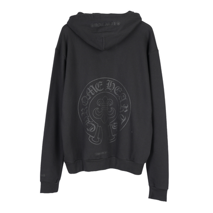 CHROME HEARTS CANNES EXCLUSIVE BLACK ON BLACK FLEUR HORSESHOE HOODIE