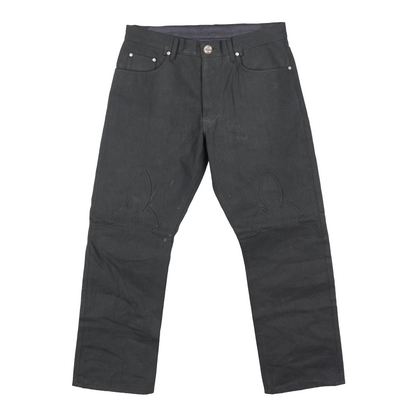 CHROME HEARTS FLEUR KNEE BLACK DENIM SZ 36
