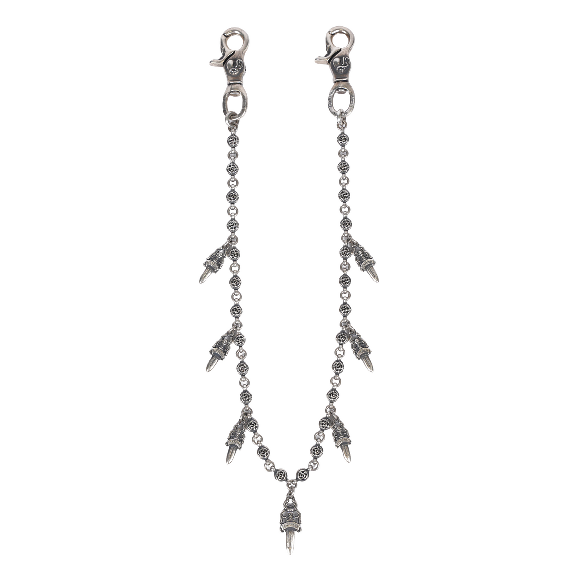 CHROME HEARTS DAGGER PENDANT FLORAL BALL DOUBLE LOBSTER WALLET CHAIN