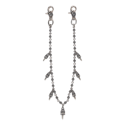 CHROME HEARTS DAGGER PENDANT FLORAL BALL DOUBLE LOBSTER WALLET CHAIN