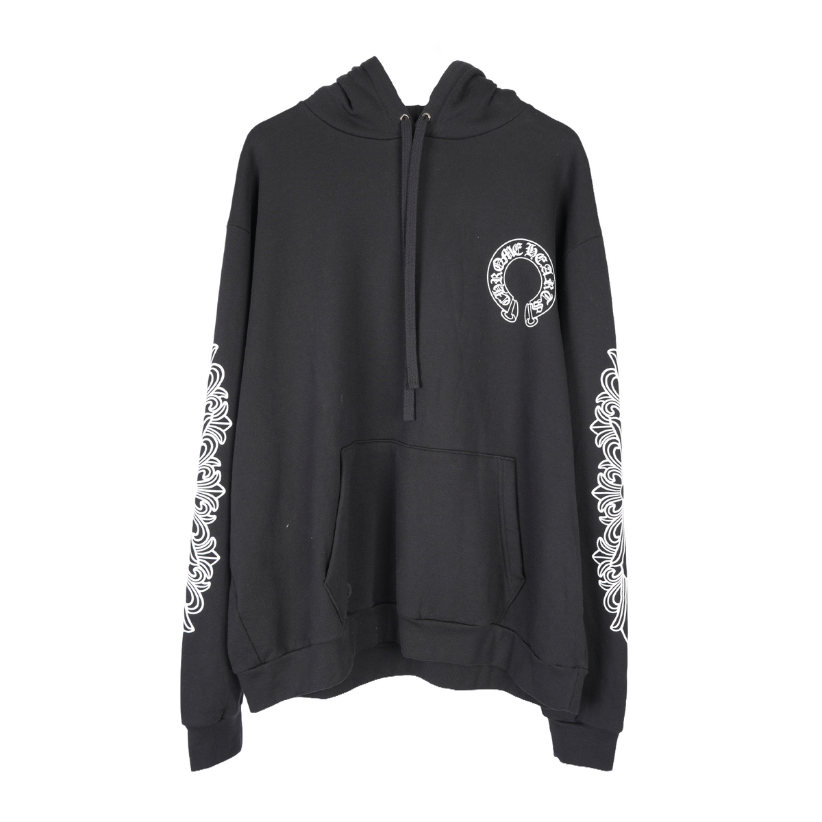 CHROME HEARTS BLACK HORSESHOE FLORAL PULLOVER HOODIE