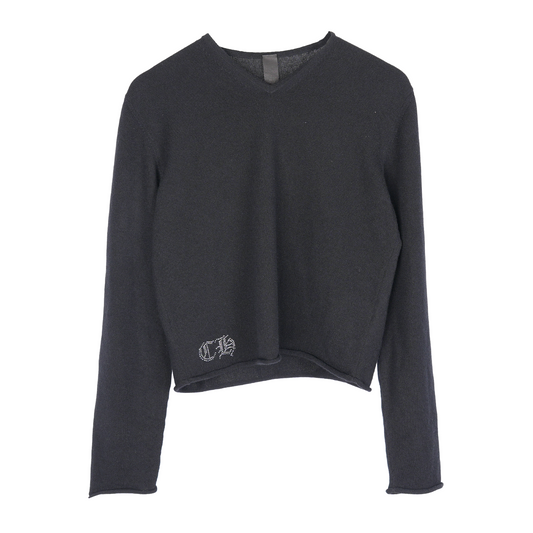 WOMEN CRYSTALIZED "CH" V NECK CASHEMRE SWEATER