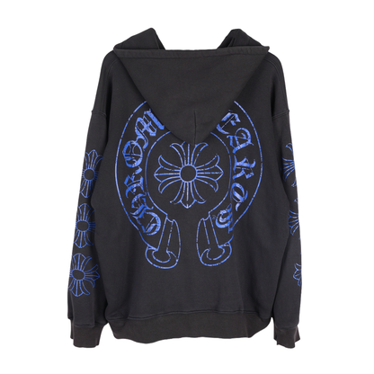 CHROME HEARTS RARE VINTAGE THERMAL BLUE HORSE SHOE ZIP UP HOODIE