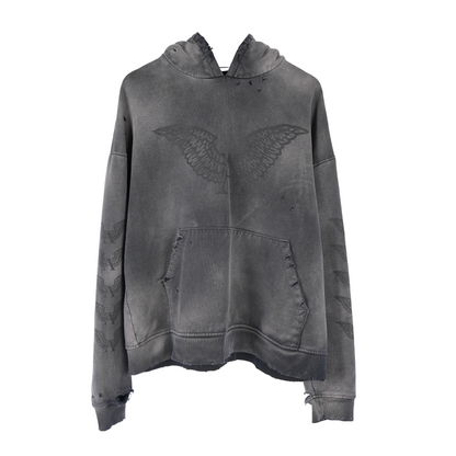 ALEXANDER DIGENOVA BLACK LOGO DISTRESSED PULLOVER HOODIE