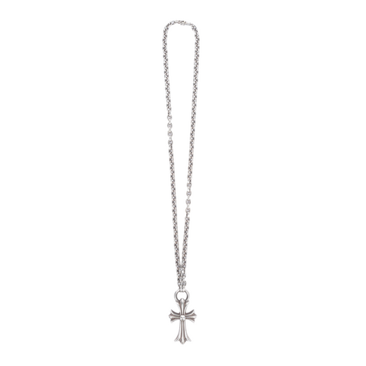 CHROME HEARTS CROSS PENDANT WITH ATTACHED PAPER CHAIN