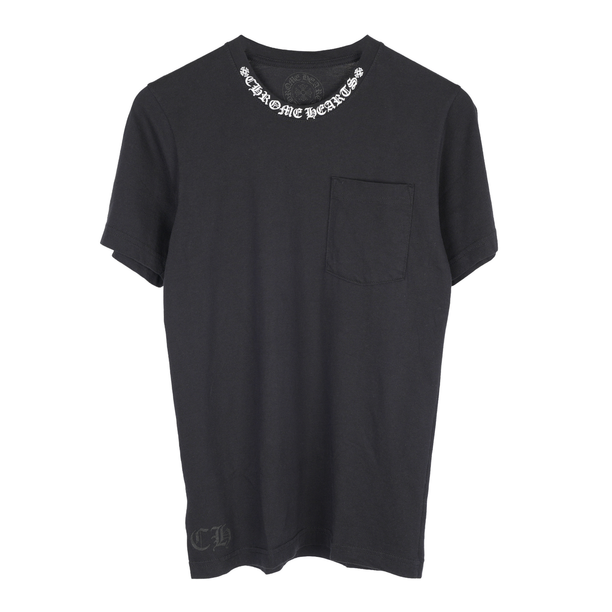 CHROME HEARTS SCRIPT NECK HORSESHOE LOGO POCKET TEE