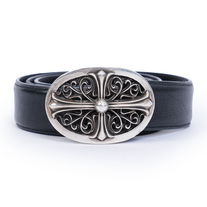CHROME HEARTS OVAL BUCKLE WITH BLACK STRAP