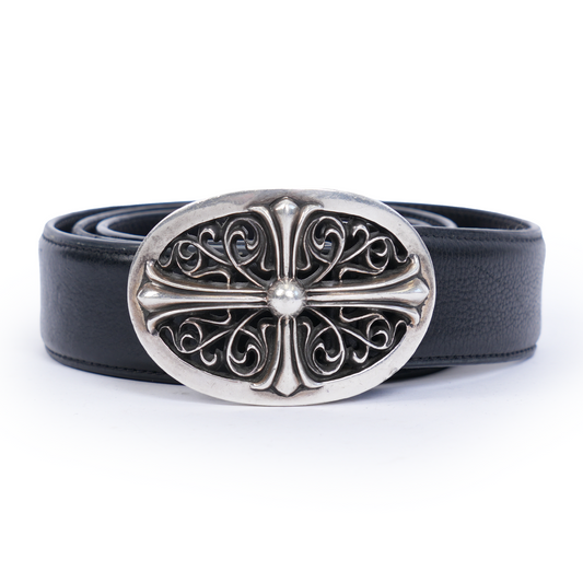 CHROME HEARTS OVAL BUCKLE WITH BLACK STRAP